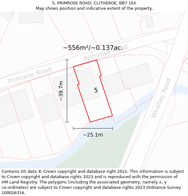 5, PRIMROSE ROAD, CLITHEROE, BB7 1EA: Plot and title map