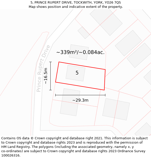 5, PRINCE RUPERT DRIVE, TOCKWITH, YORK, YO26 7QS: Plot and title map