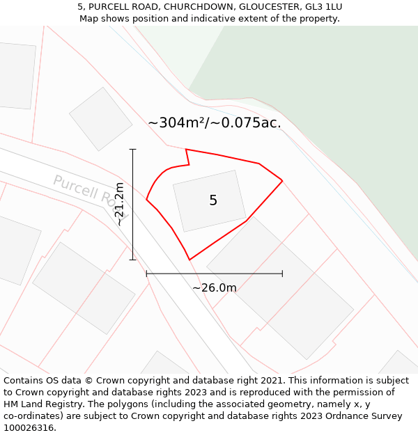 5, PURCELL ROAD, CHURCHDOWN, GLOUCESTER, GL3 1LU: Plot and title map