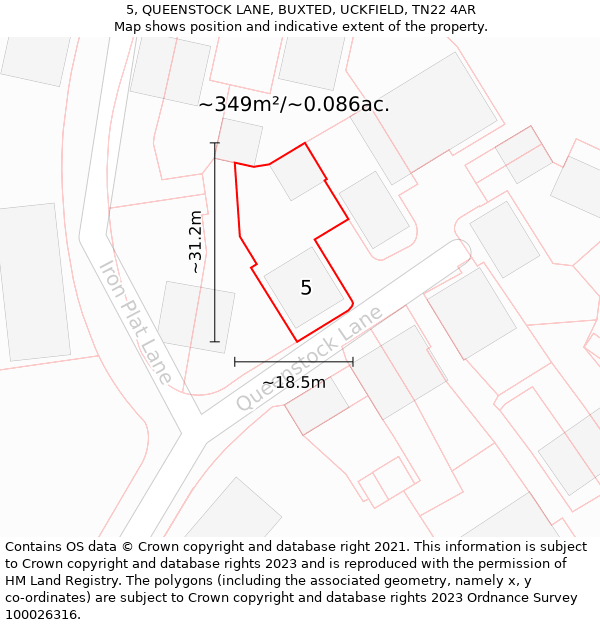 5, QUEENSTOCK LANE, BUXTED, UCKFIELD, TN22 4AR: Plot and title map