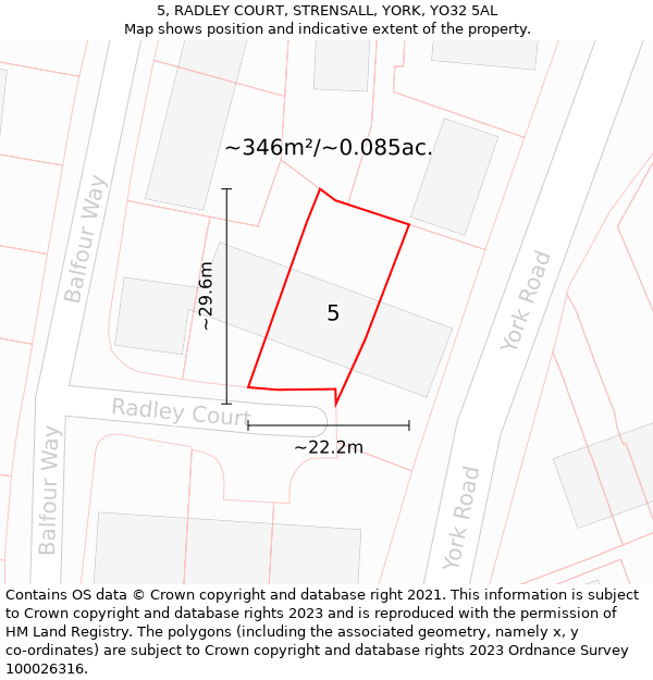 5, RADLEY COURT, STRENSALL, YORK, YO32 5AL: Plot and title map