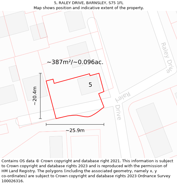 5, RALEY DRIVE, BARNSLEY, S75 1FL: Plot and title map