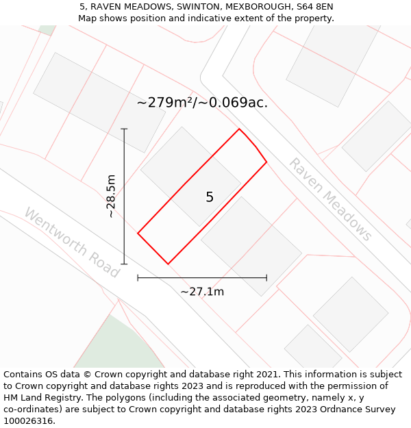 5, RAVEN MEADOWS, SWINTON, MEXBOROUGH, S64 8EN: Plot and title map