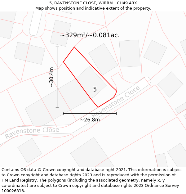 5, RAVENSTONE CLOSE, WIRRAL, CH49 4RX: Plot and title map