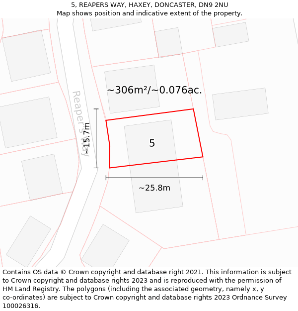 5, REAPERS WAY, HAXEY, DONCASTER, DN9 2NU: Plot and title map