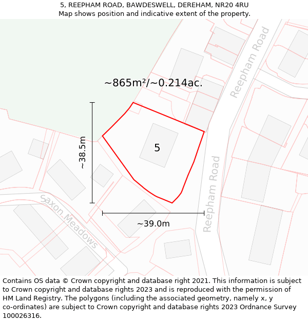 5, REEPHAM ROAD, BAWDESWELL, DEREHAM, NR20 4RU: Plot and title map