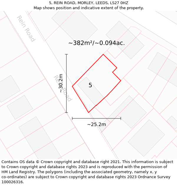 5, REIN ROAD, MORLEY, LEEDS, LS27 0HZ: Plot and title map