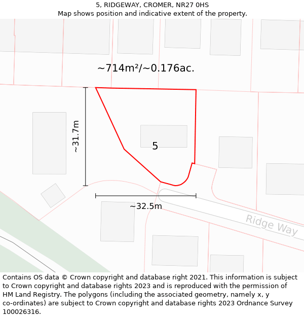 5, RIDGEWAY, CROMER, NR27 0HS: Plot and title map