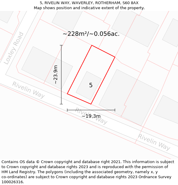 5, RIVELIN WAY, WAVERLEY, ROTHERHAM, S60 8AX: Plot and title map