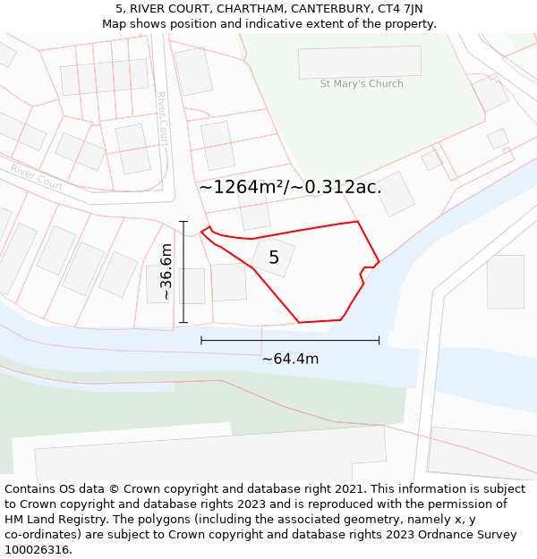 5, RIVER COURT, CHARTHAM, CANTERBURY, CT4 7JN: Plot and title map