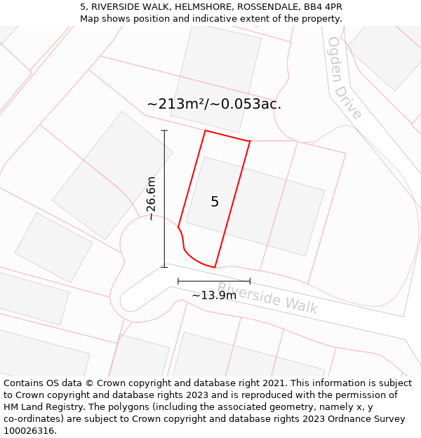 5, RIVERSIDE WALK, HELMSHORE, ROSSENDALE, BB4 4PR: Plot and title map