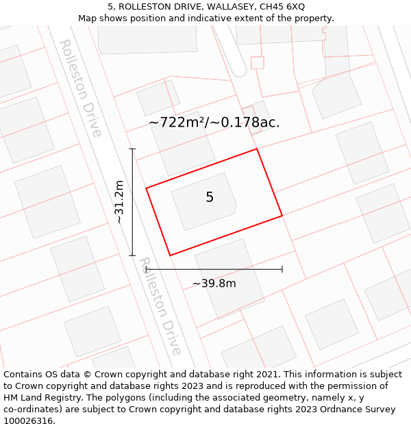 5, ROLLESTON DRIVE, WALLASEY, CH45 6XQ: Plot and title map