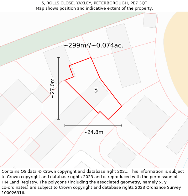 5, ROLLS CLOSE, YAXLEY, PETERBOROUGH, PE7 3QT: Plot and title map