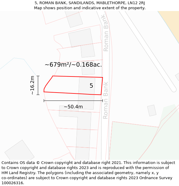 5, ROMAN BANK, SANDILANDS, MABLETHORPE, LN12 2RJ: Plot and title map