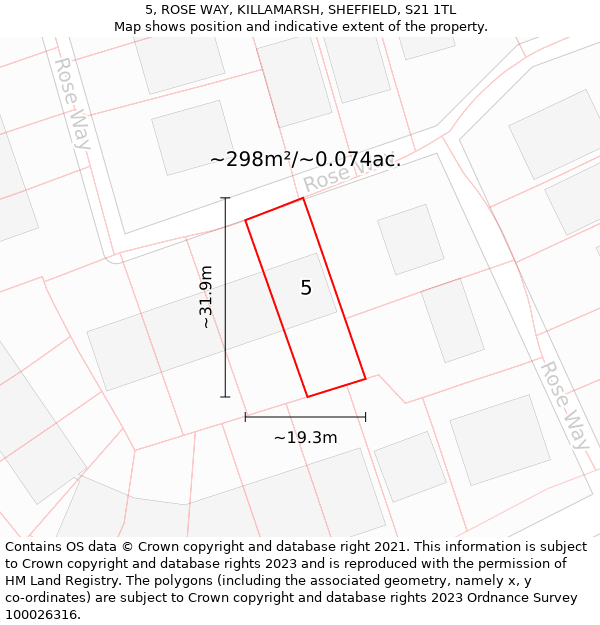 5, ROSE WAY, KILLAMARSH, SHEFFIELD, S21 1TL: Plot and title map
