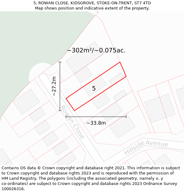 5, ROWAN CLOSE, KIDSGROVE, STOKE-ON-TRENT, ST7 4TD: Plot and title map