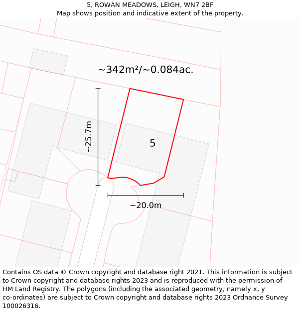 5, ROWAN MEADOWS, LEIGH, WN7 2BF: Plot and title map