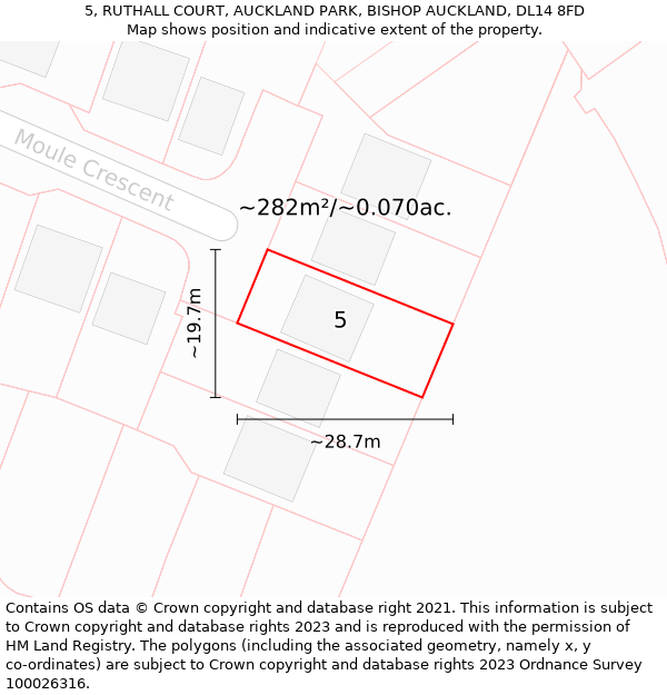 5, RUTHALL COURT, AUCKLAND PARK, BISHOP AUCKLAND, DL14 8FD: Plot and title map