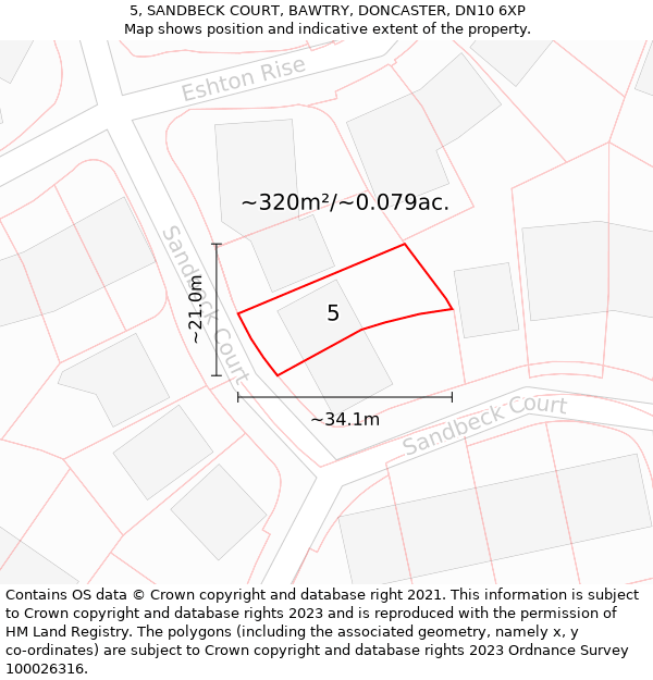 5, SANDBECK COURT, BAWTRY, DONCASTER, DN10 6XP: Plot and title map