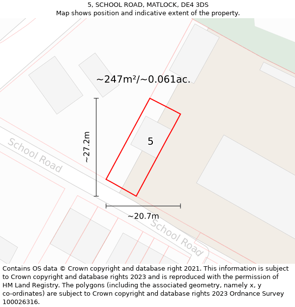 5, SCHOOL ROAD, MATLOCK, DE4 3DS: Plot and title map