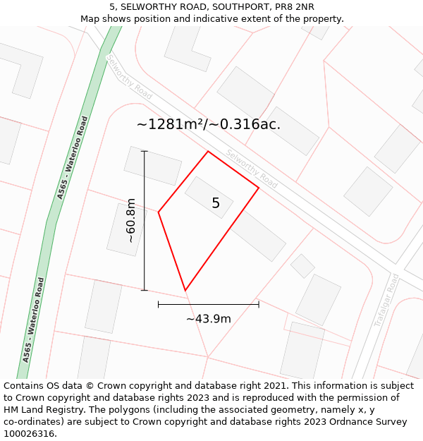 5, SELWORTHY ROAD, SOUTHPORT, PR8 2NR: Plot and title map