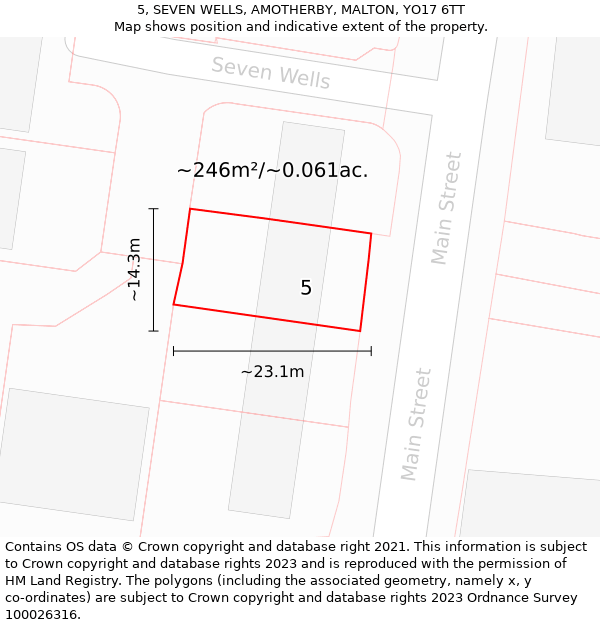 5, SEVEN WELLS, AMOTHERBY, MALTON, YO17 6TT: Plot and title map