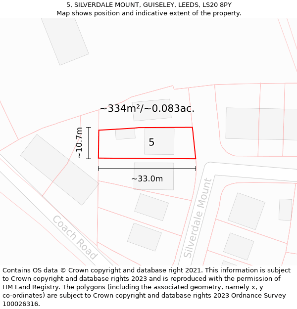 5, SILVERDALE MOUNT, GUISELEY, LEEDS, LS20 8PY: Plot and title map