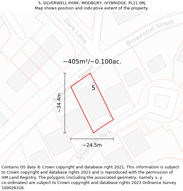 5, SILVERWELL PARK, MODBURY, IVYBRIDGE, PL21 0RJ: Plot and title map