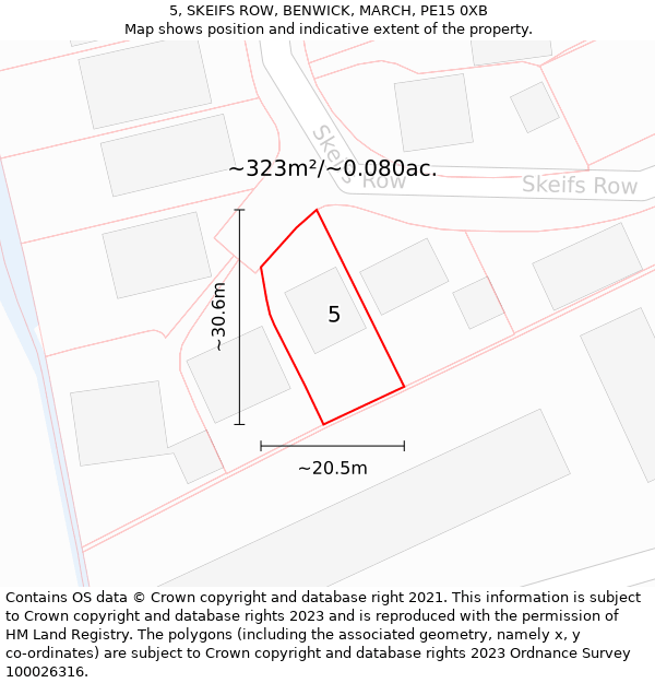 5, SKEIFS ROW, BENWICK, MARCH, PE15 0XB: Plot and title map