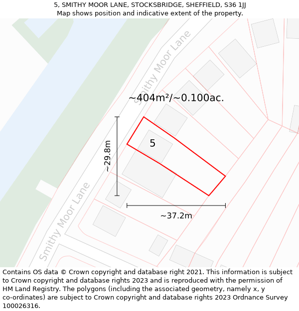 5, SMITHY MOOR LANE, STOCKSBRIDGE, SHEFFIELD, S36 1JJ: Plot and title map