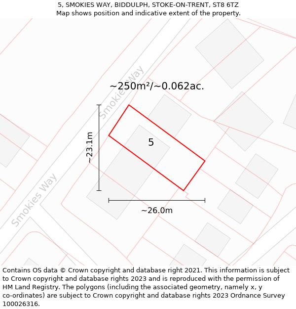 5, SMOKIES WAY, BIDDULPH, STOKE-ON-TRENT, ST8 6TZ: Plot and title map