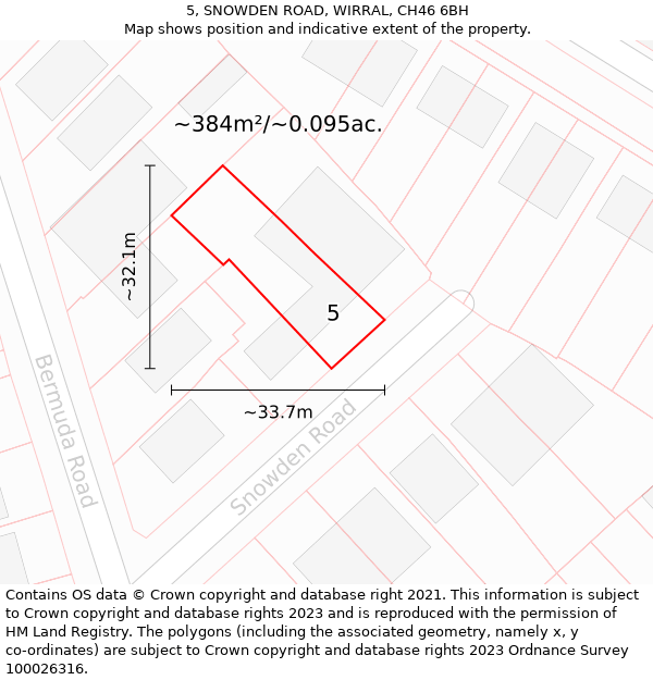 5, SNOWDEN ROAD, WIRRAL, CH46 6BH: Plot and title map