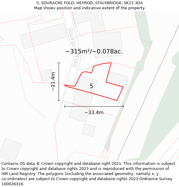 5, SOURACRE FOLD, HEYROD, STALYBRIDGE, SK15 3DA: Plot and title map