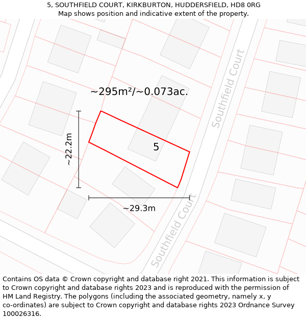 5, SOUTHFIELD COURT, KIRKBURTON, HUDDERSFIELD, HD8 0RG: Plot and title map