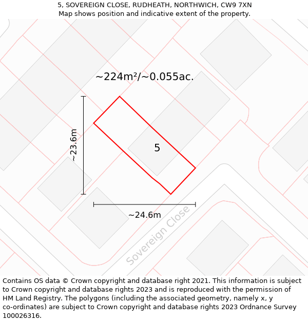 5, SOVEREIGN CLOSE, RUDHEATH, NORTHWICH, CW9 7XN: Plot and title map