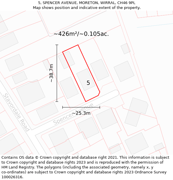 5, SPENCER AVENUE, MORETON, WIRRAL, CH46 9PL: Plot and title map