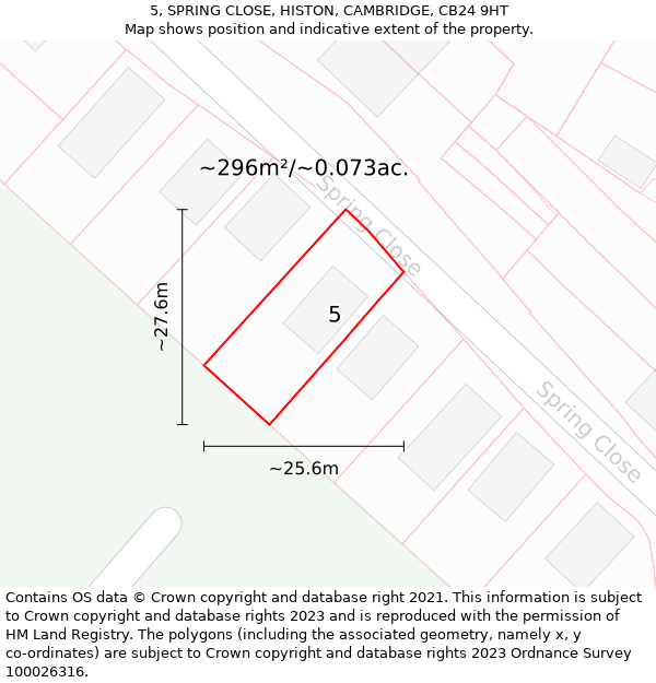 5, SPRING CLOSE, HISTON, CAMBRIDGE, CB24 9HT: Plot and title map