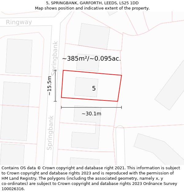 5, SPRINGBANK, GARFORTH, LEEDS, LS25 1DD: Plot and title map