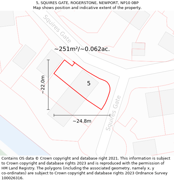 5, SQUIRES GATE, ROGERSTONE, NEWPORT, NP10 0BP: Plot and title map