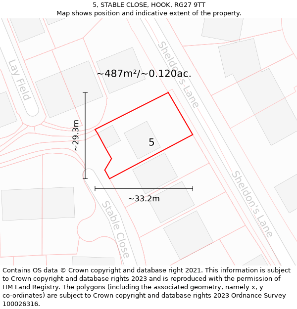 5, STABLE CLOSE, HOOK, RG27 9TT: Plot and title map