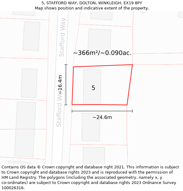 5, STAFFORD WAY, DOLTON, WINKLEIGH, EX19 8PY: Plot and title map