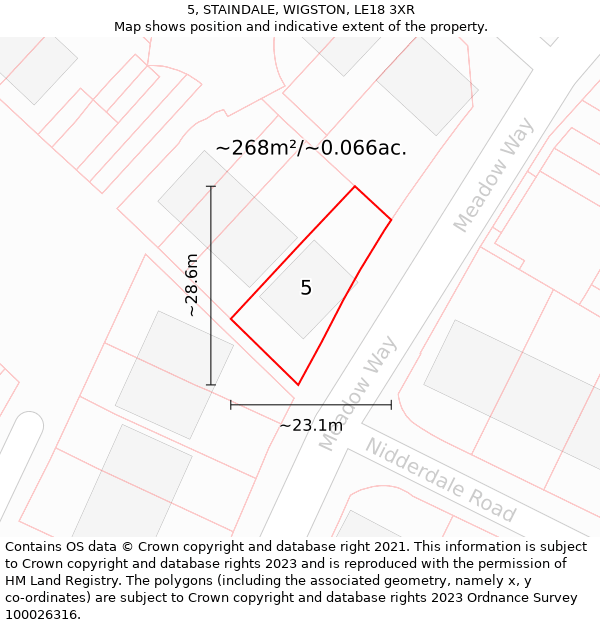 5, STAINDALE, WIGSTON, LE18 3XR: Plot and title map