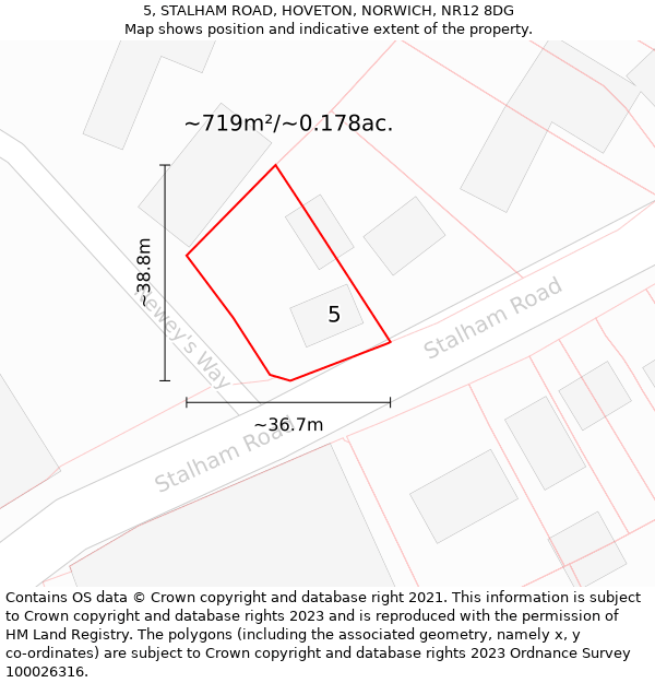 5, STALHAM ROAD, HOVETON, NORWICH, NR12 8DG: Plot and title map