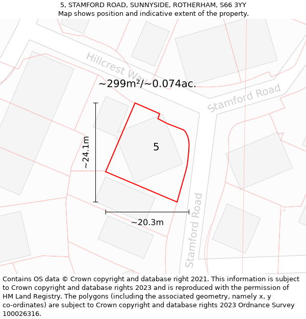 5, STAMFORD ROAD, SUNNYSIDE, ROTHERHAM, S66 3YY: Plot and title map