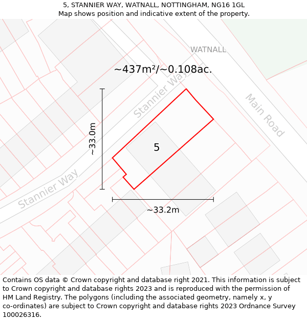 5, STANNIER WAY, WATNALL, NOTTINGHAM, NG16 1GL: Plot and title map