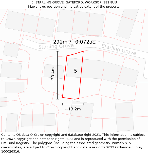 5, STARLING GROVE, GATEFORD, WORKSOP, S81 8UU: Plot and title map