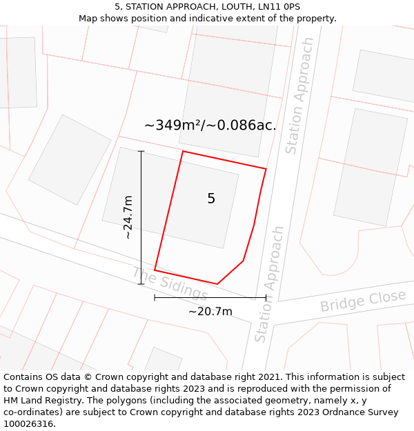 5, STATION APPROACH, LOUTH, LN11 0PS: Plot and title map