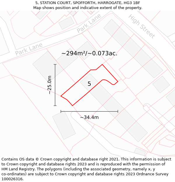 5, STATION COURT, SPOFFORTH, HARROGATE, HG3 1BF: Plot and title map