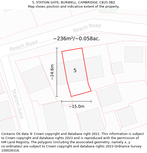 5, STATION GATE, BURWELL, CAMBRIDGE, CB25 0BZ: Plot and title map