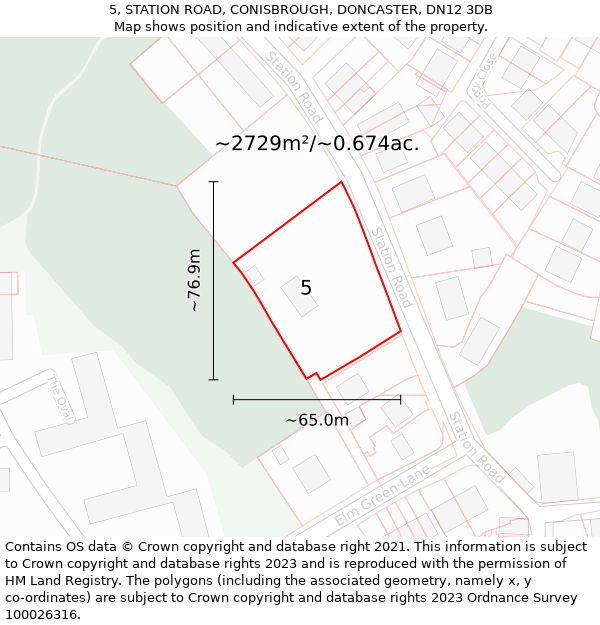 5, STATION ROAD, CONISBROUGH, DONCASTER, DN12 3DB: Plot and title map